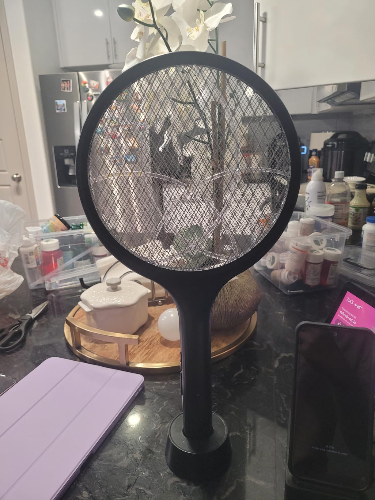 YISSVIC Electric Fly Swatter Bug Zapper Racket, White customer photo 1