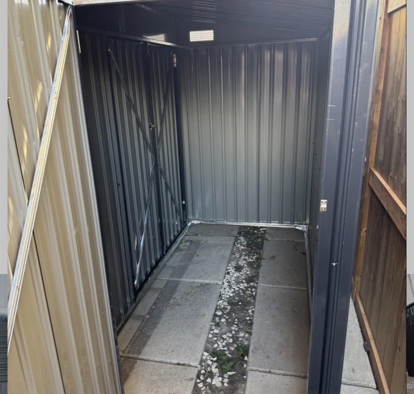 8'x4' Outdoor Storage Shed with Triple Door Lean to Metal Sheds Weatherproof UtilityGalvanized Steel Sheds, Dual Lock Shed with Sloped Roof for Mower, Bike,Generator, Garden Tools (Black) customer photo 1