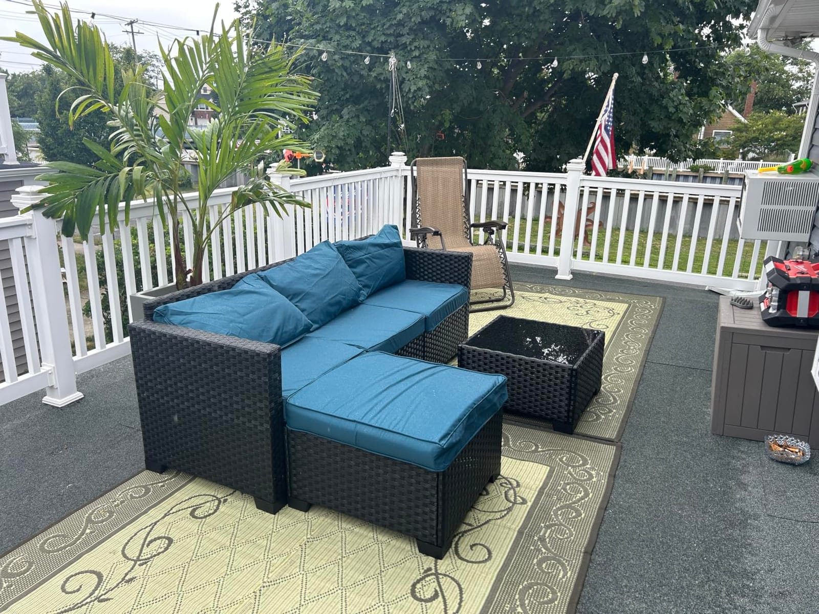 Oasishine Wicker Patio Furniture Patio Couch 3 Pieces Outdoor Sectional with Ottoman and Outdoor Glass Table Weathering Anti-Slip Cushions Furniture Covers, Light Grey customer photo 1
