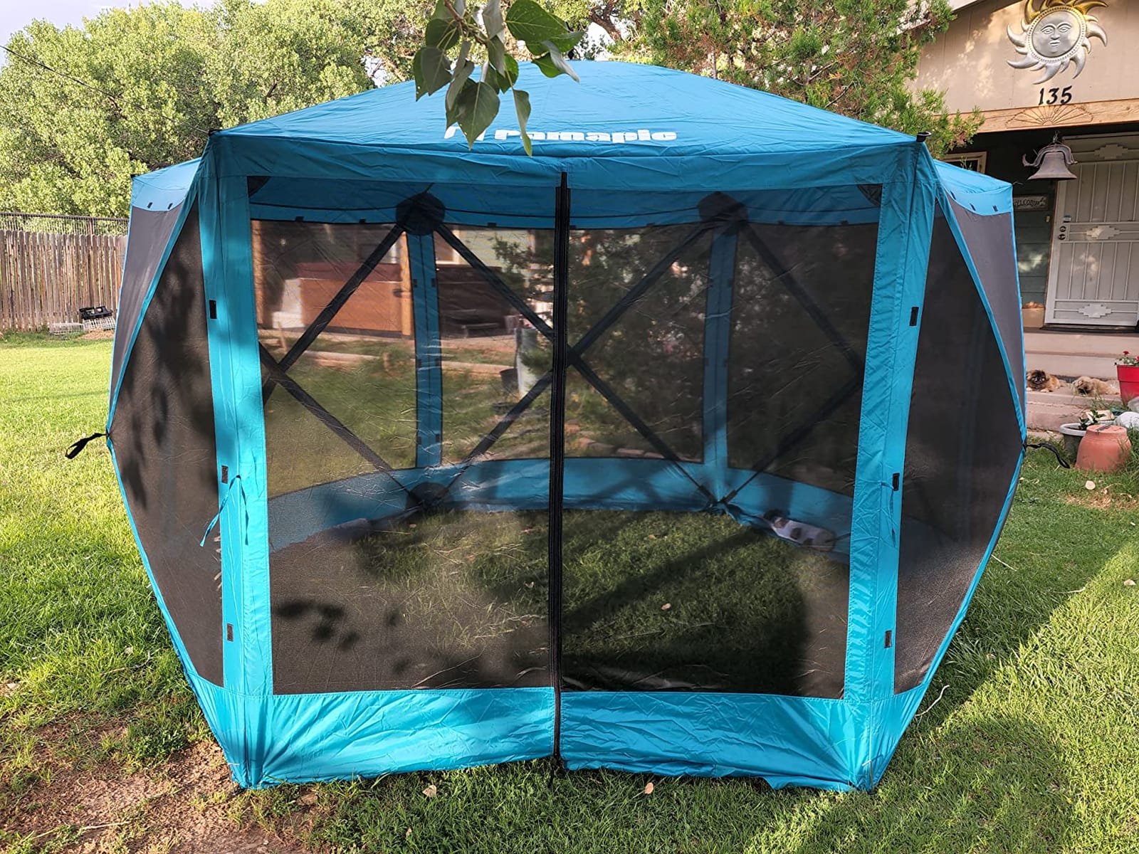 Pamapic 10x10FT Wall Mounted Gazebo, Hardtop Lean to Gazebo with Aluminum Frame & UV Resistant Polycarbonate Roof, Outdoor Patio Awning for Deck, Porch, Lawn & Backyard customer photo 1