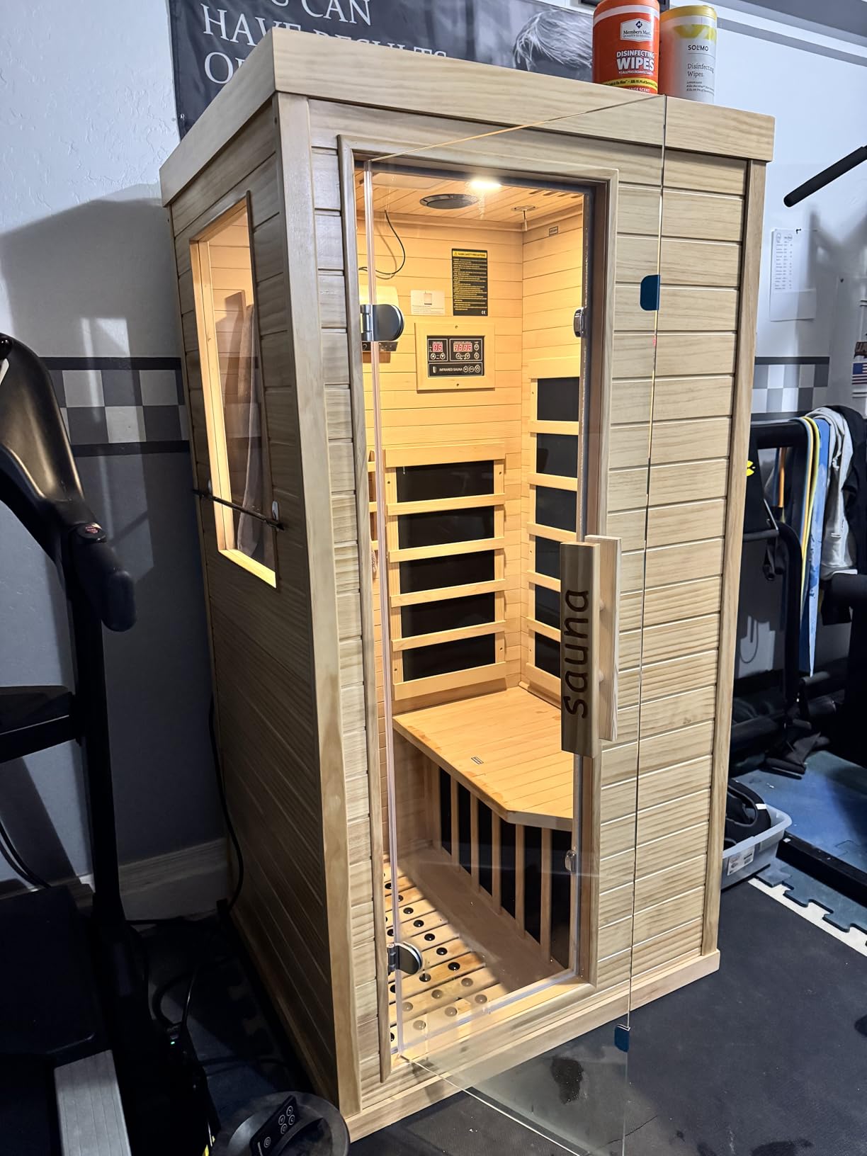2 Person Indoor Home Infrared Sauna Room for Home Gym, Canadian Hemlock Wood, 616 * 220mm Red Light Beauty System, Fast Heating to 140°F, 110V/1800W, Bluetooth MP3, Gift for Family customer photo 1