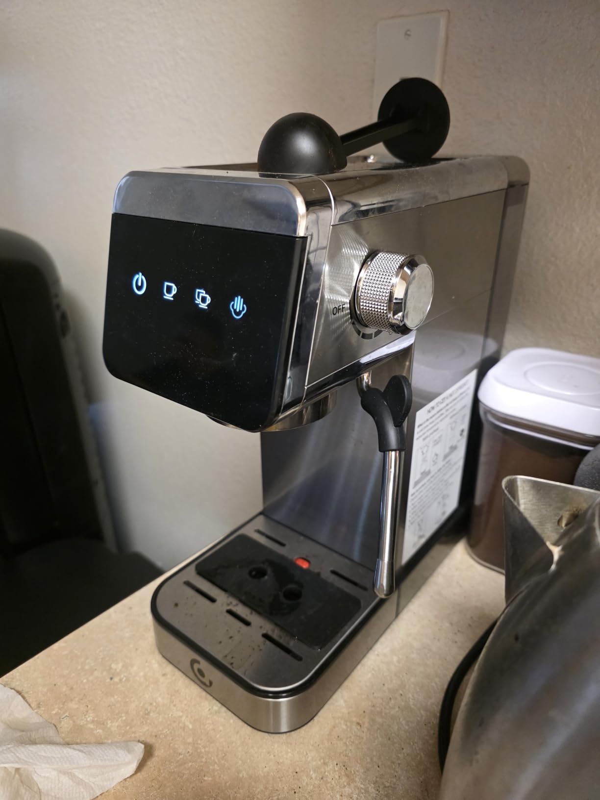 AMZCHEF Espresso Machine with Self-Cleaning, 20Bar Coffee Maker, Platinum customer photo 2