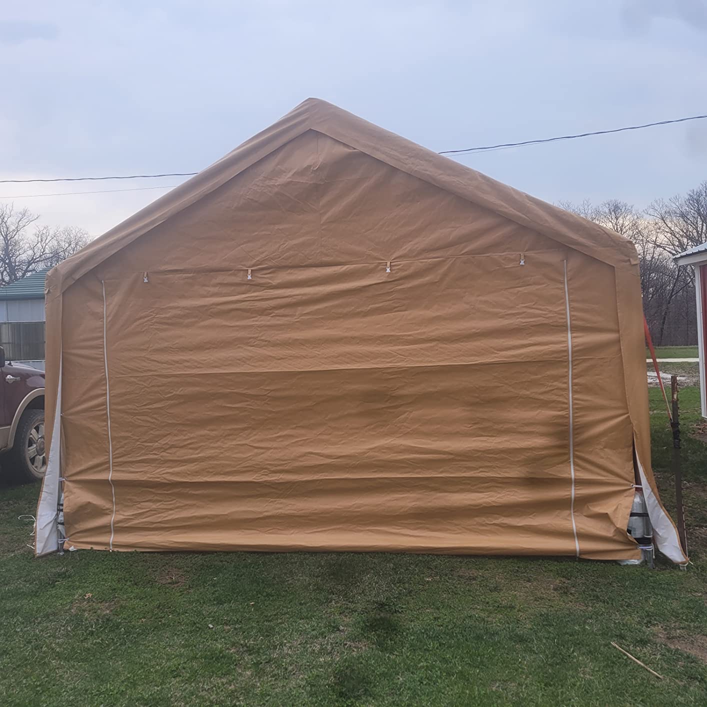 Quictent 12x21 FT Heavy Duty Metal Carport, Galvanized Steel Hard Top SUV/Truck Parking Shelter with Reinforced Triangle Frame, Weatherproof Rust-Resistant Car Canopy for Vehicle & Boat, White customer photo 2