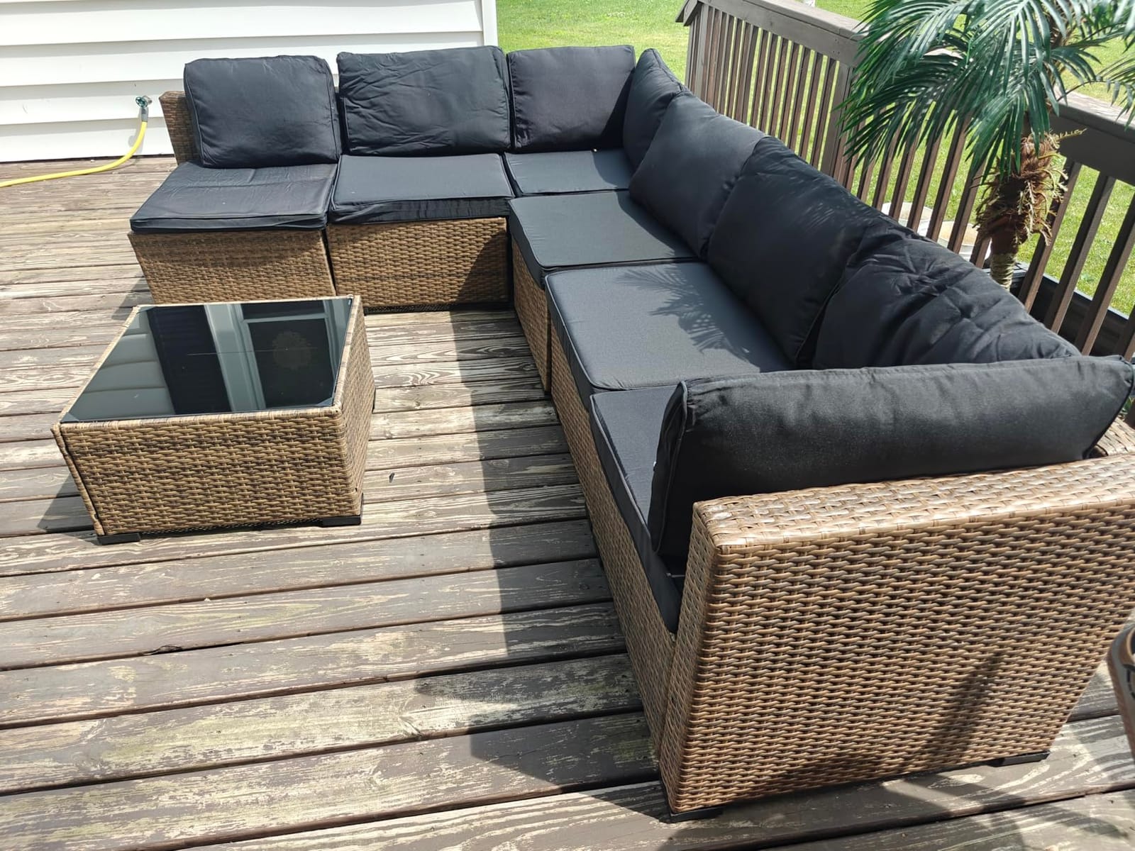 Aoxun Patio Furniture Set 5-Piece, Outdoor Sectional Sofas with Washable Cushion, Wicker Rattan Patio Conversation Sets for Backyard Porch and Poolside, Beige customer photo 2