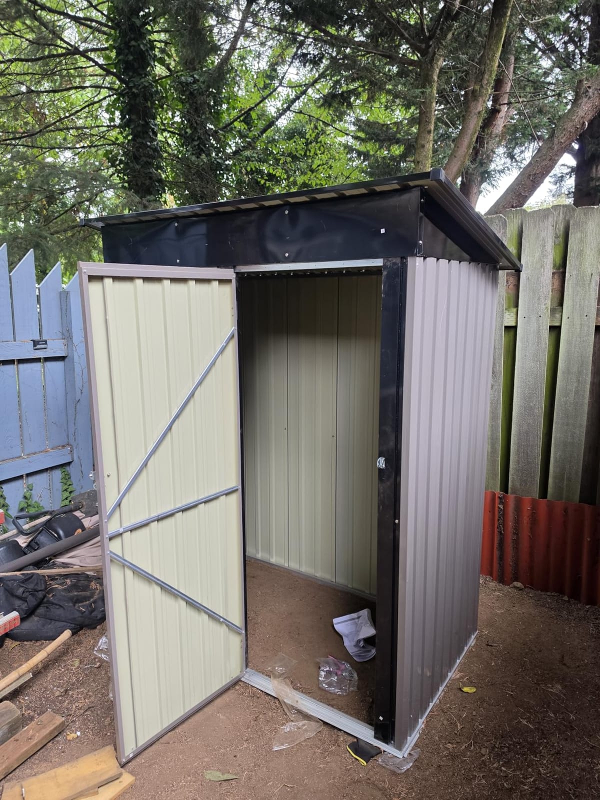 LAUSAINT HOME 8 x 4 FT Outdoor Storage Shed, Galvanized Steel Tool Shed with Double Lockable Doors, Air Vent & Sloped Roof for Backyard, Patio & Garden, Brown customer photo 2