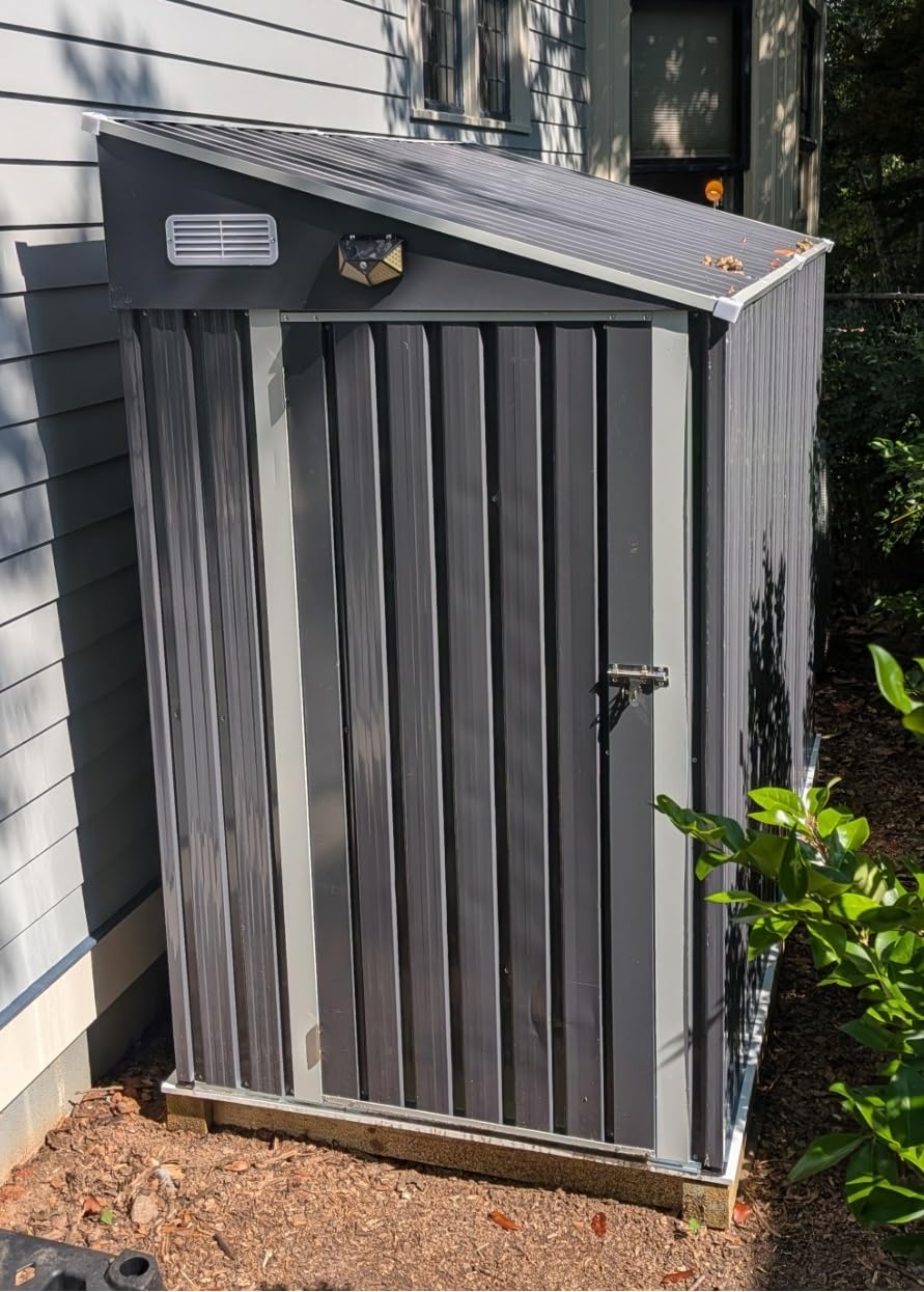 YOPTO 4×8 FT Lean-to Metal Shed with Steel Foundation Frame customer photo 2